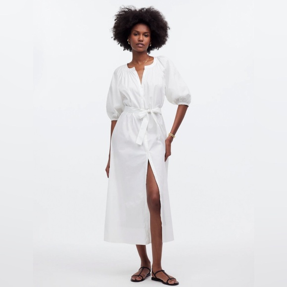 Madewell Dresses & Skirts - NWT Madewell Tie Waist Button Front Midi Dress in Poplin